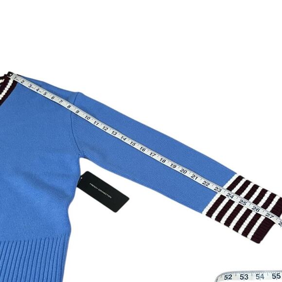 NWT French Connection Preppy Blue, White, Maroon Cardigan Medium Button Down 90s - Picture 8 of 10